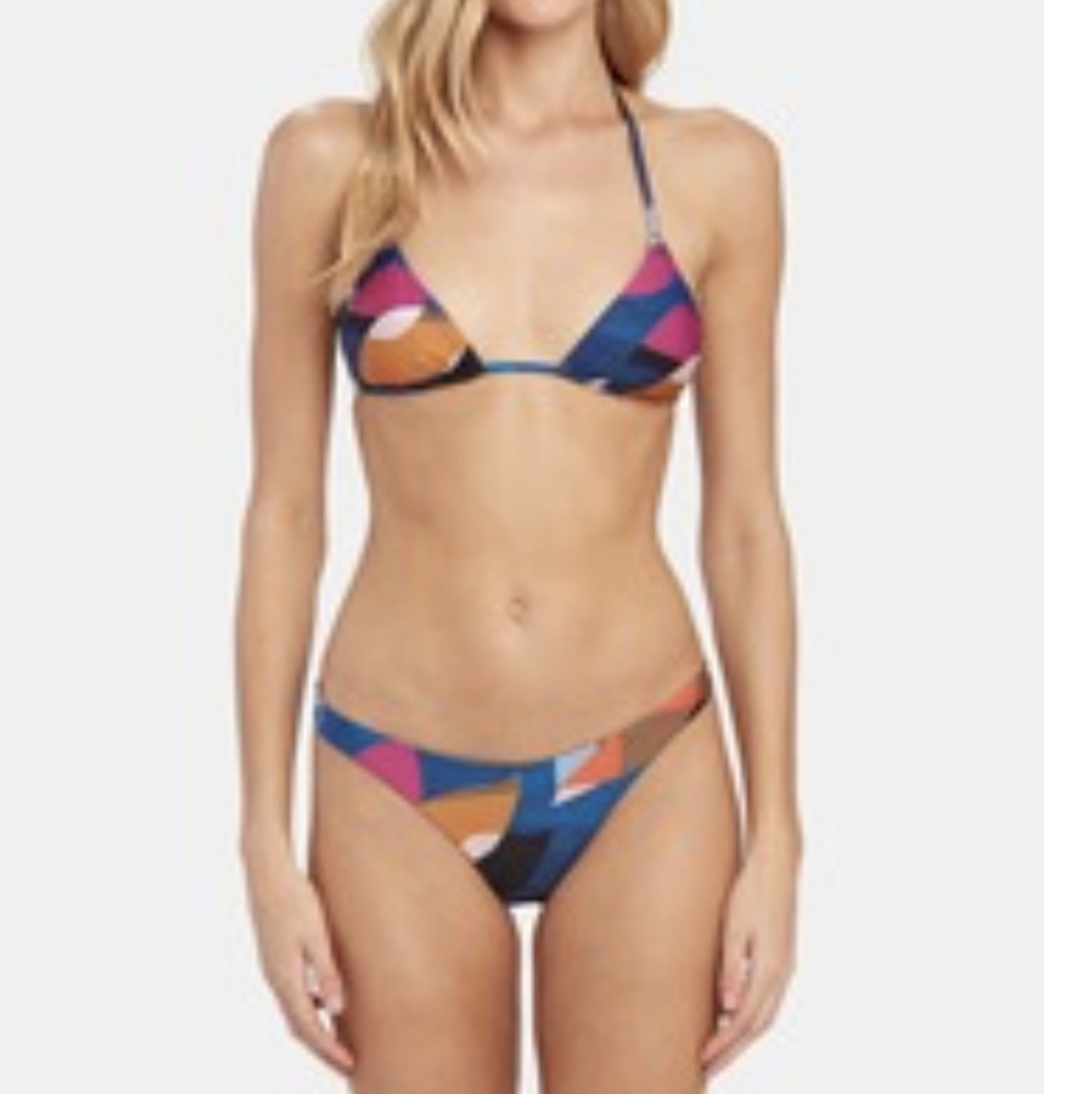 Vitamin A Multicolor Geo Print Triangle Bikini - Blue, Pink, Orange